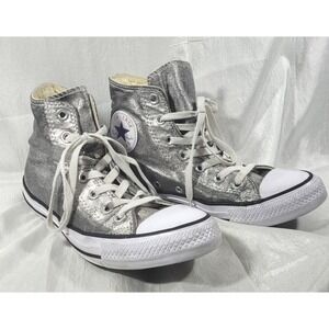 Converse Chuck Taylor All Star Unisex Metallic High Top Silver Shoes - M6, W8